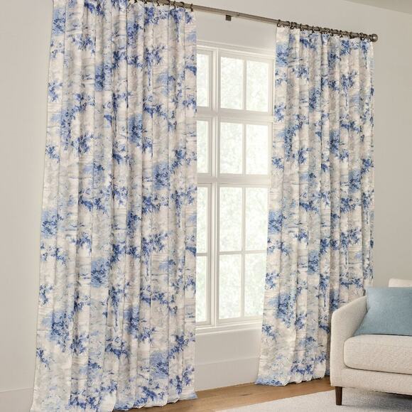 Pottery Barn Jardin Toile Blackout Curtain 50" x 108" Blue Multi ONE PANEL New - Picture 1 of 5